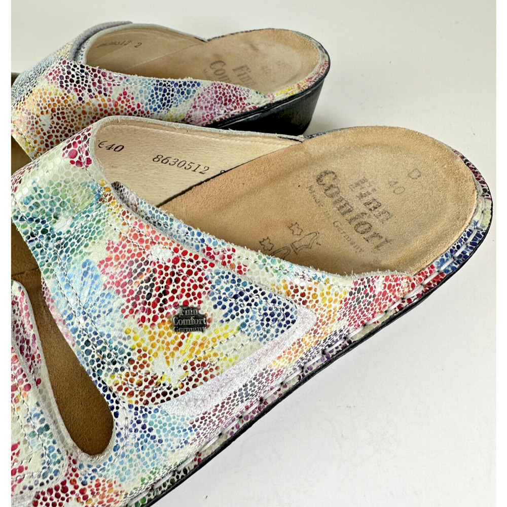 Finn Comfort German Two Strap Sandals Mult-Colored Cork Slides Women's 40 US 8.5 - Picture 8 of 14